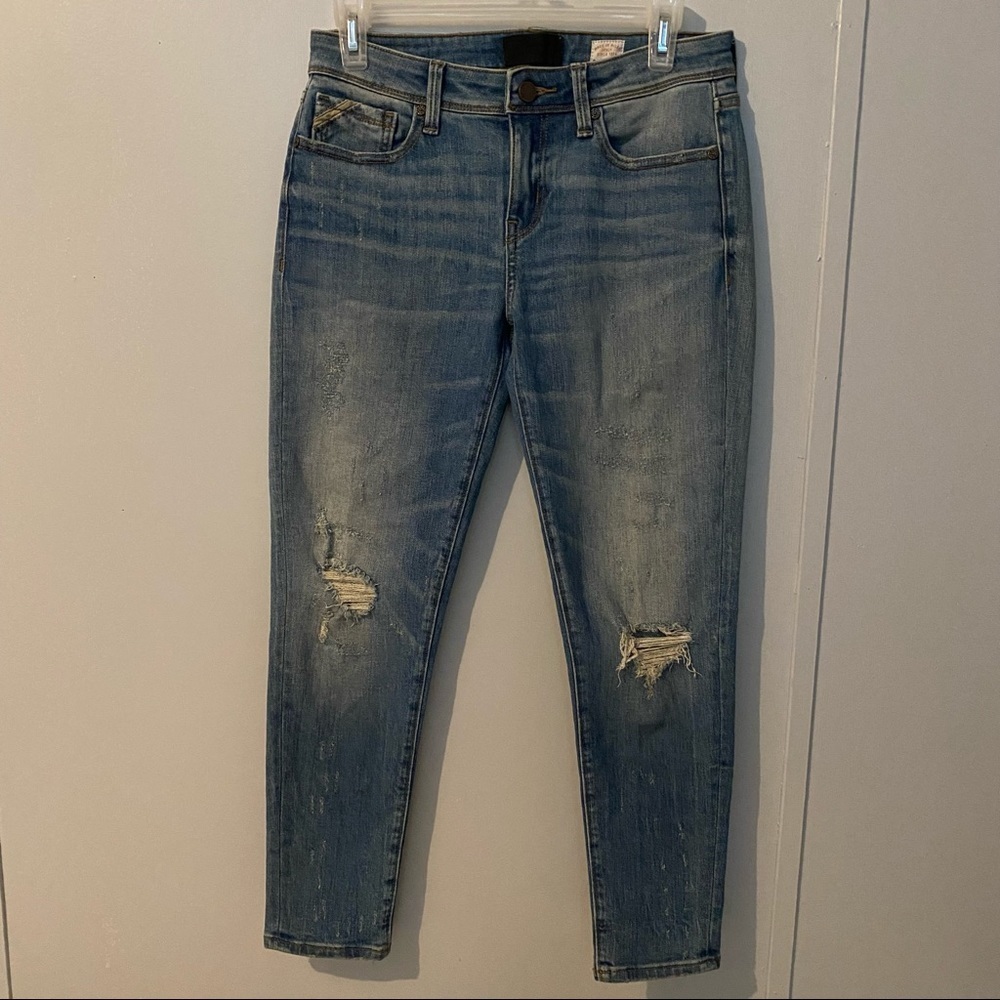 Buckle Black Ankle Skinny Distressed Blue Jeans Size 26